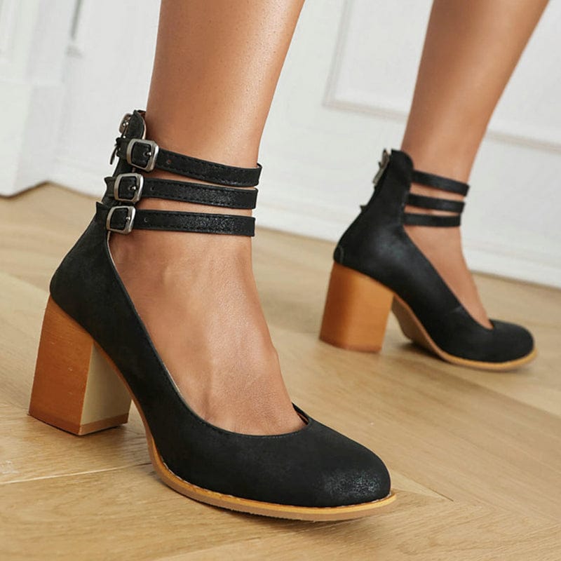 Ariana | Triple Buckle Heels