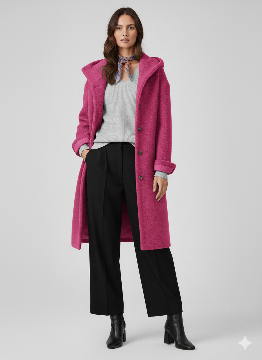 Elora - Warm Wool Hooded Coat