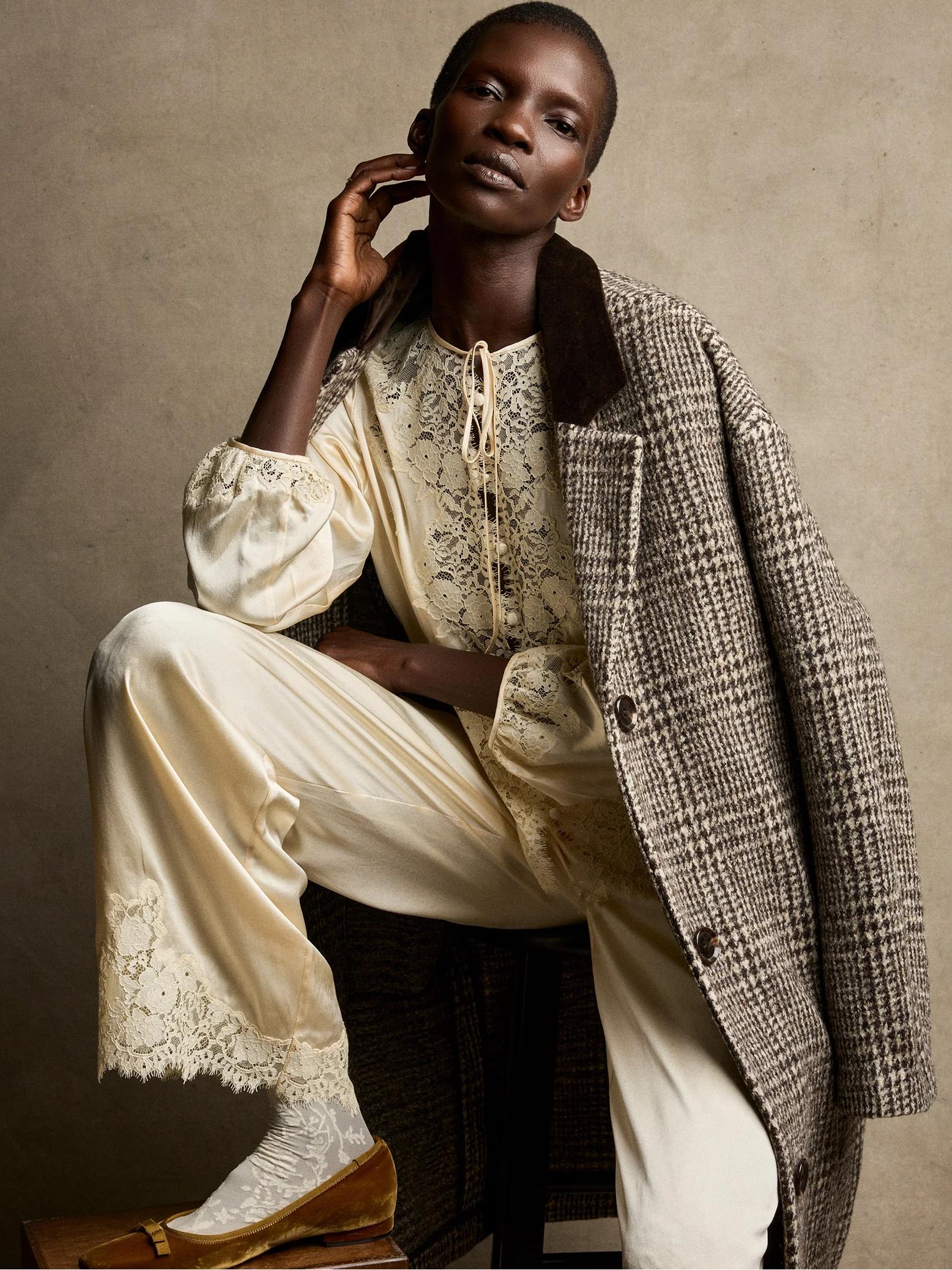 Jenny - LaceTrimmed Satin Pajama Set