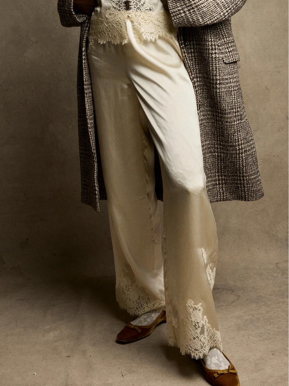 Jenny - LaceTrimmed Satin Pajama Set