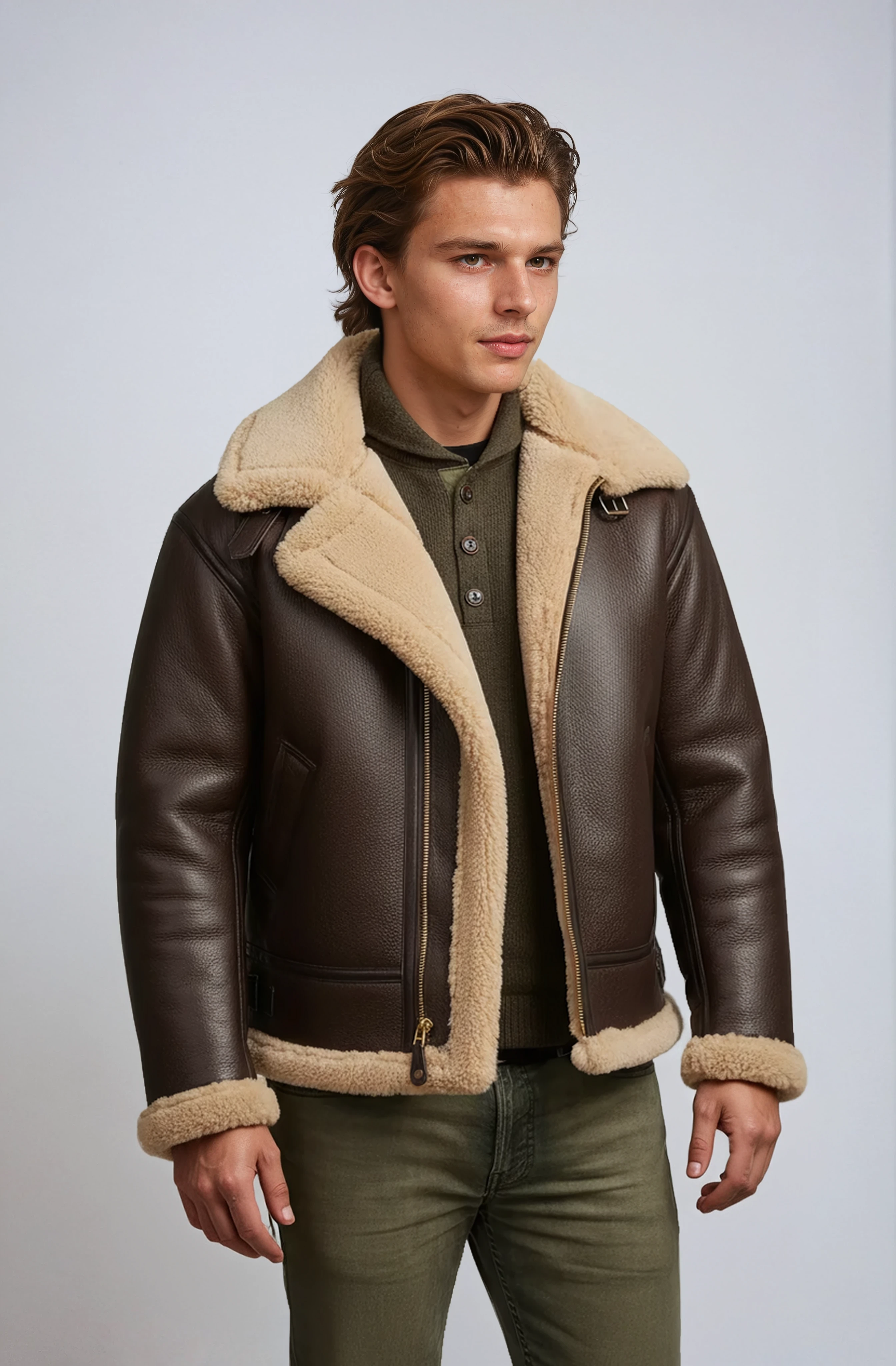 Jake - Leather Jacket with Fur Lining