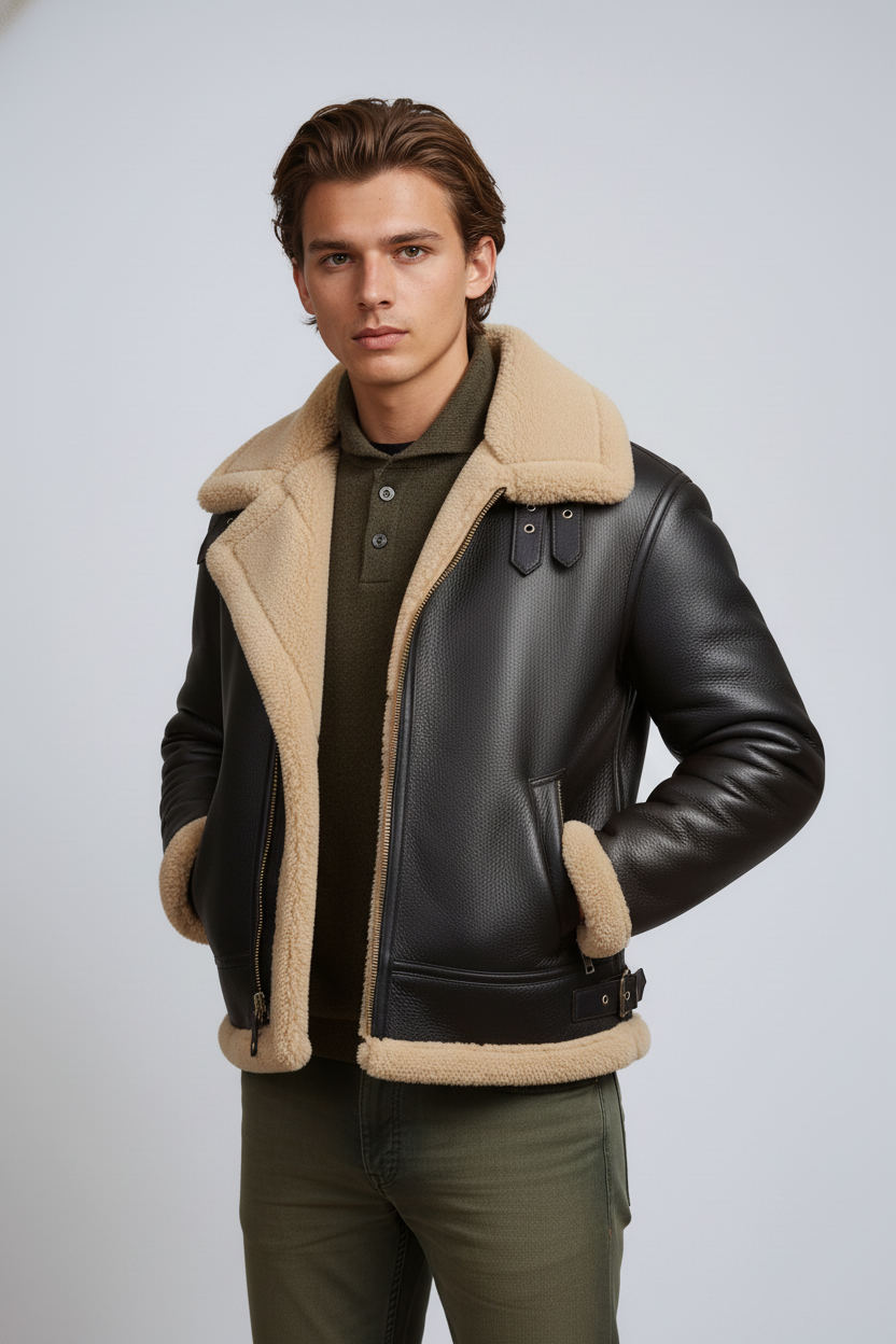 Jake - Leather Jacket with Fur Lining