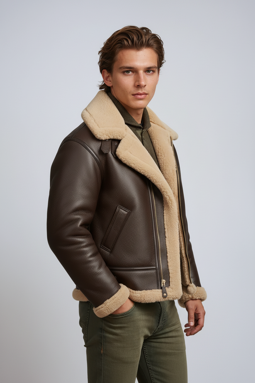 Jake - Leather Jacket with Fur Lining
