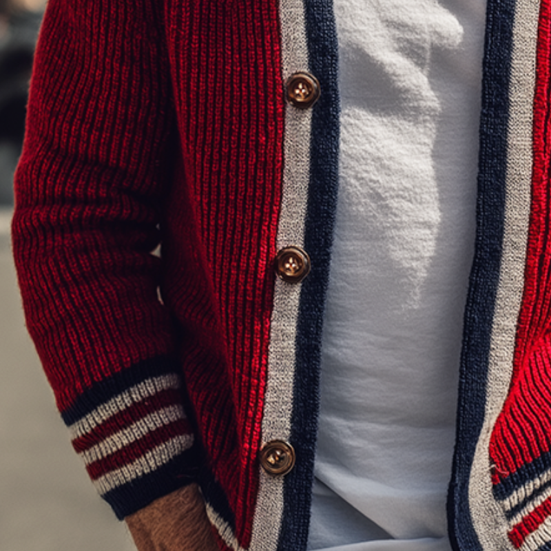 Jack - Retro Casual Striped Knit Button Cardigan