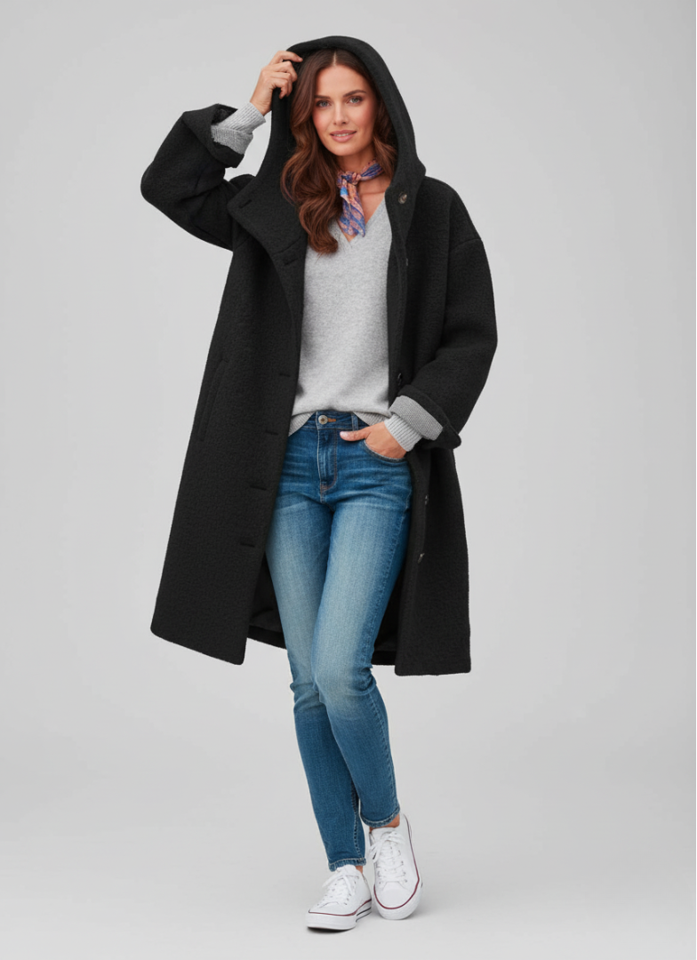 Elora -  Warm Wool Hooded Coat