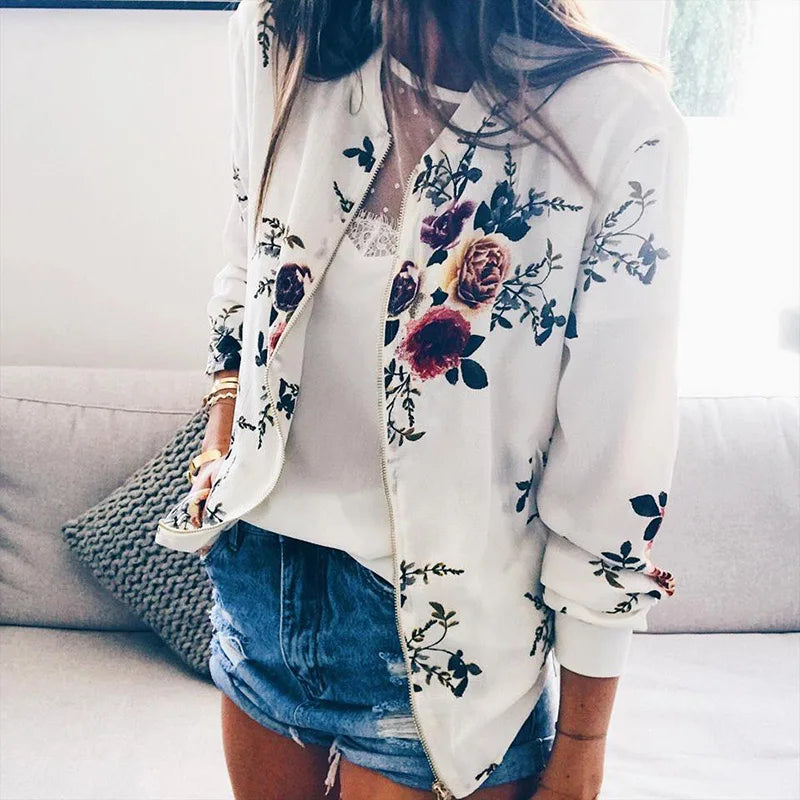 Samantha | Floral Print Bomber