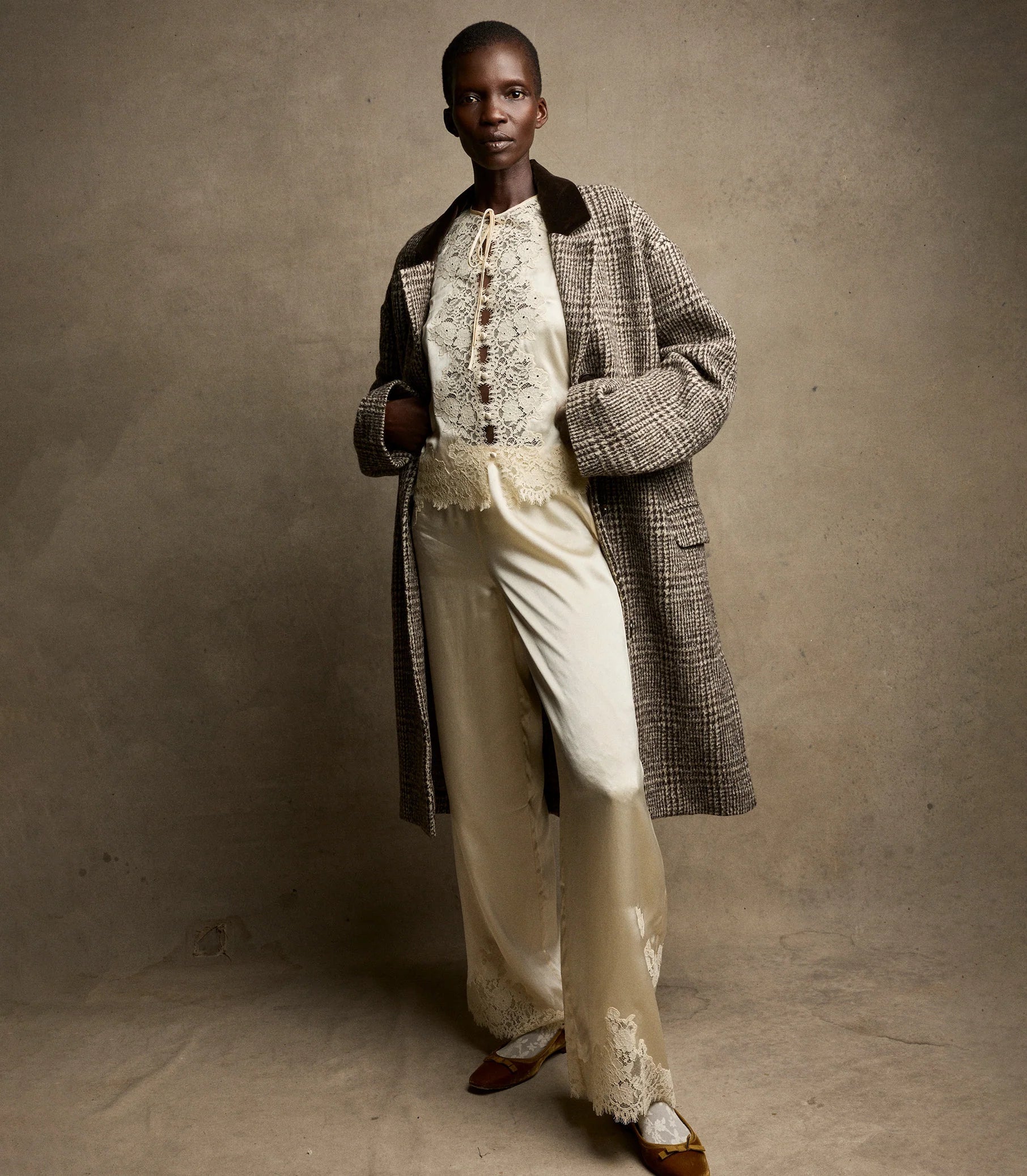 Jenny - LaceTrimmed Satin Pajama Set