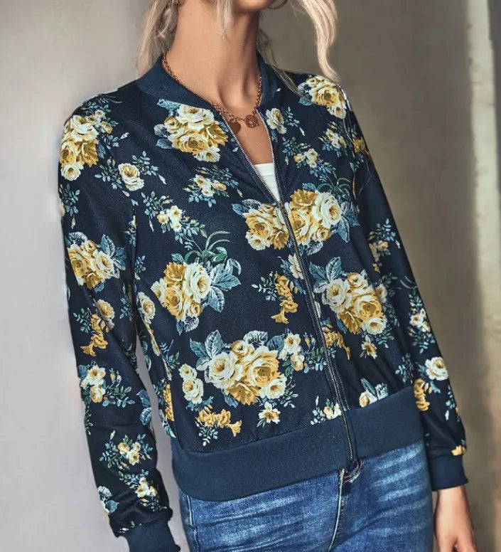 Samantha | Floral Print Bomber