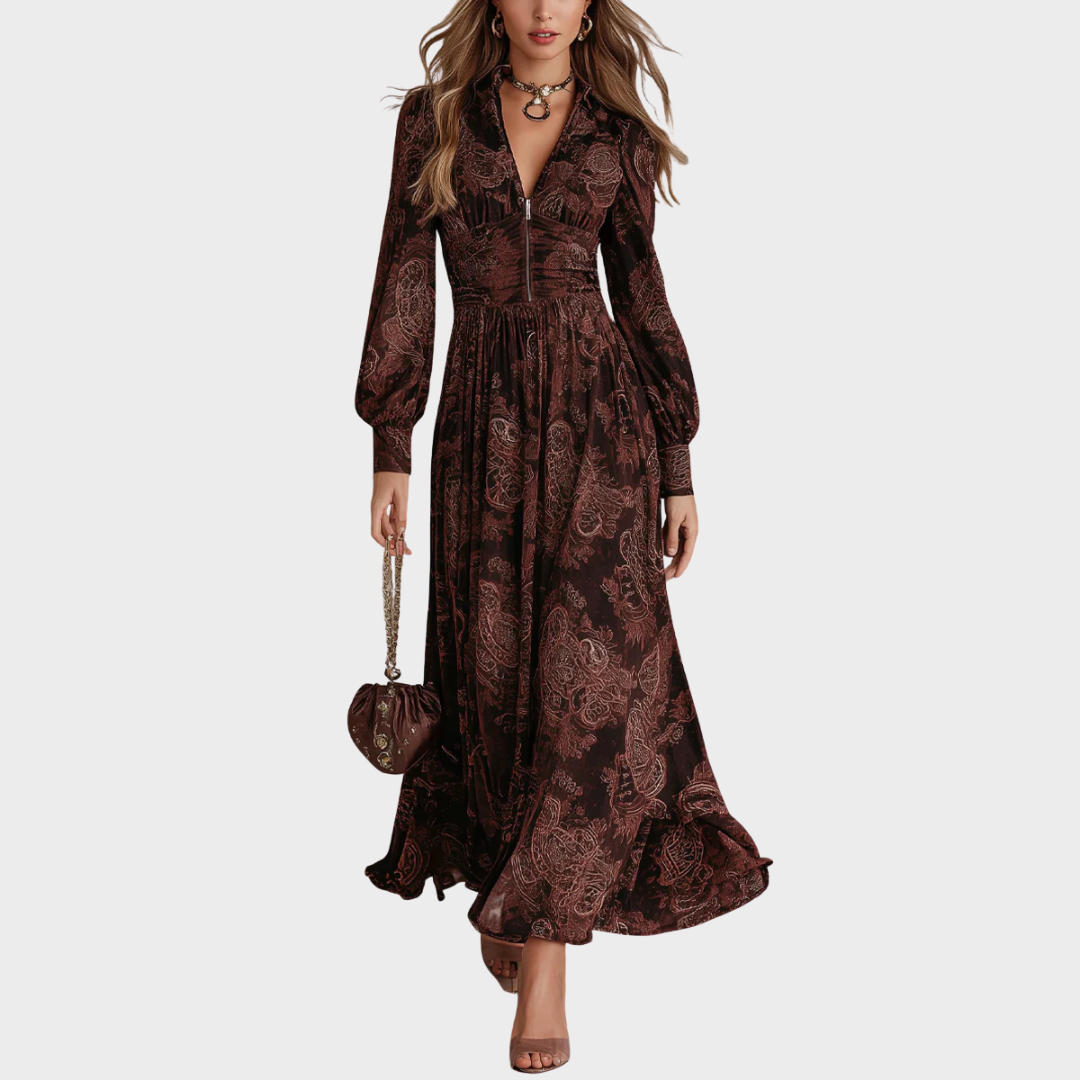 Amalia - Paisley Zip Waist Maxi Dress