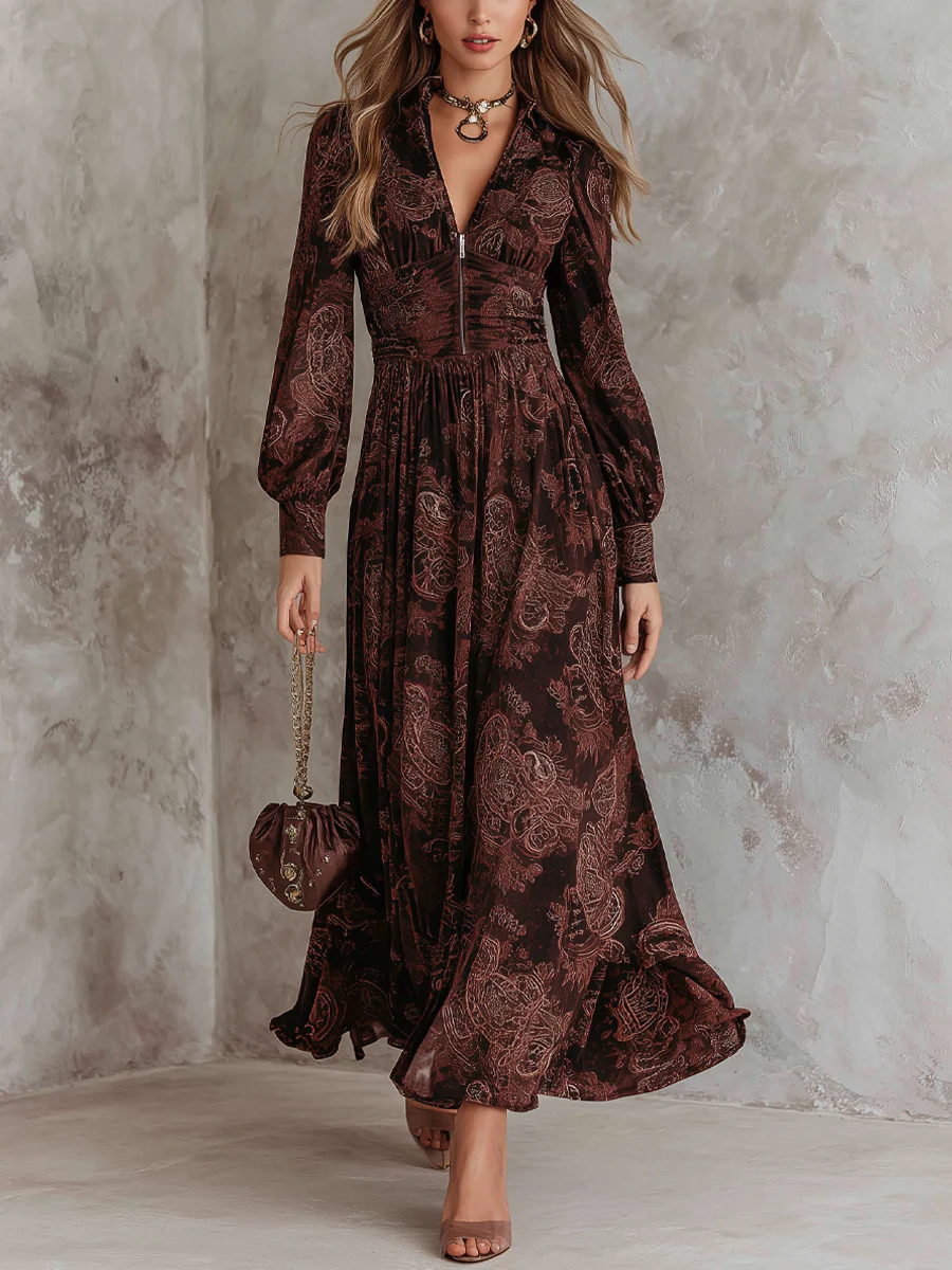 Amalia - Paisley Zip Waist Maxi Dress